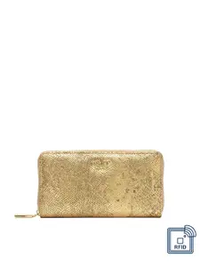 Eske Women Gold-Toned Textured Zip Around Wallet