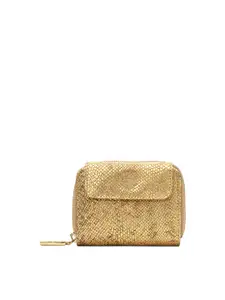 Eske Women Gold-Toned Textured Leather Zip Around Wallet
