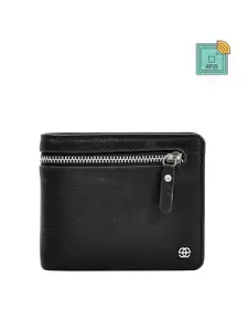 Eske Men Black Textured Two Fold Wallet