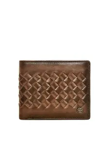 Eske Men Tan Self Design Two Fold Wallet