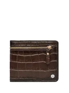 Eske Men Brown Textured Two Fold Wallet