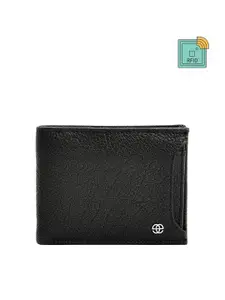 Eske Men Black Textured Two Fold Wallet