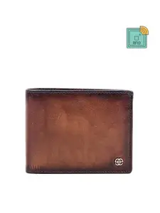 Eske Men Tan Textured Two Fold Wallet