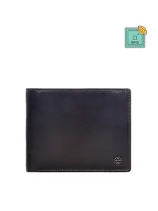 Eske Men Coffee Brown Textured Leather RFID Two Fold Wallet