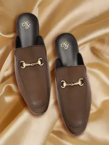 House of Pataudi Men Brown Handcrafted Leather Mules