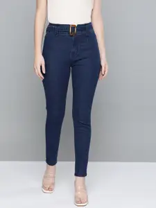 Chemistry Women Navy Blue Solid Skinny Fit Stretchable Jeans