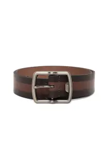 United Colors of Benetton United Colors of Benetton Men Coffee Brown Striped Leather Belt