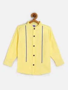TONYBOY Boys Yellow Solid Premium Pure Cotton Casual Shirt