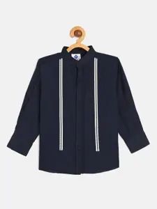 TONYBOY Boys Navy Blue Solid Premium Pure Cotton Casual Shirt