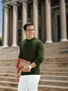 Harvard Men Olive Green Solid Pullover