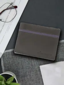 Allen Cooper Men Olive Green & Purple Striped Leather Two Fold Wallet