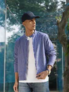 HIGHLANDER Men Blue Striped Bomber Jacket