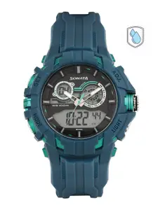 Sonata Men Grey Analogue & Digital Chronograph Watch 77045PP01