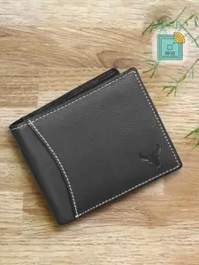 NAPA HIDE Men Black Solid Leather Two Fold Wallet with RFID
