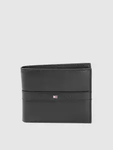 Tommy Hilfiger Men Black Leather Two Fold Wallet