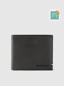 Tommy Hilfiger Men Black Solid Leather Two Fold Wallet with RFID