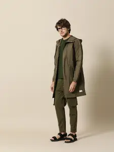 Mr Bowerbird Men Olive Green Solid Tailored Fit Longline Tailored Jacket