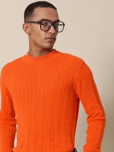 Mr Bowerbird Men Orange Cable Knit Pullover