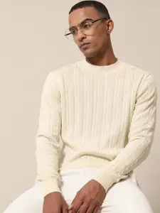 Mr Bowerbird Men Off White Cable Knit Pullover