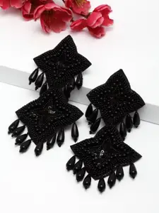 Moedbuille Black Contemporary Drop Earrings