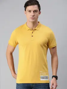 WROGN Men Mustard Yellow Polo Collar T-shirt