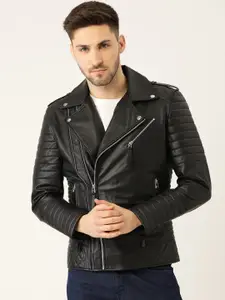 Leather Retail Men Black Faux Leather Biker Jacket