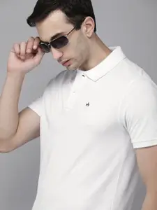 Arrow Sport Men White Solid Polo Collar Pure Cotton T-shirt