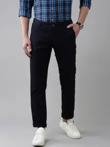 Arrow Sport Men Navy Blue Solid Slim Fit Regular Trousers
