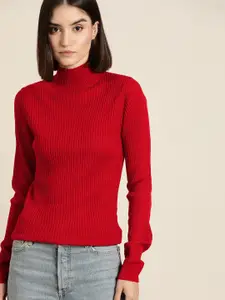 ether Women Red Solid Pullover