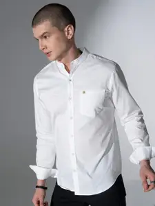 Hubberholme Men White Pure Cotton Slim Fit Casual Shirt
