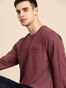 ether Men Maroon Solid Sweatshirt