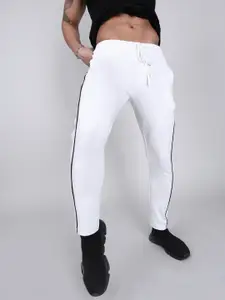 The Indian Garage Co Men White Solid Slim-Fit Joggers
