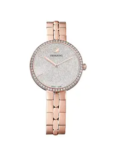 SWAROVSKI Women White Dial & Rose Gold Toned Straps Analogue Automatic Watch