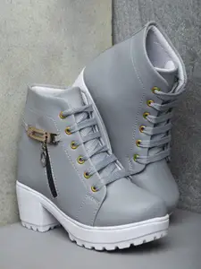 DEAS Grey Flatform Heeled Boots