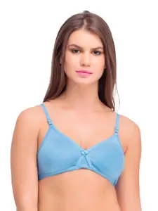 Clovia Cotton Rich T Shirt Bra With Cross-Over Moulded Cups In Blue