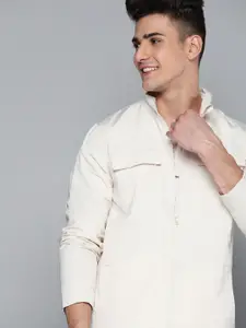 Mast & Harbour Men Cream-Coloured Tailored Jacket