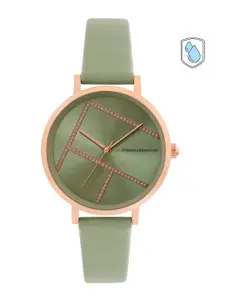 French Connection Women Green Leather Straps Analogue Watch FCN00012B