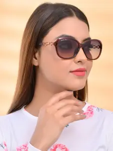 ROYAL SON Women Grey Lens & Brown Butterfly Sunglasses with UV Protected Lens CHIWM00117