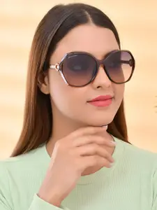 ROYAL SON Women Grey Lens & Brown UV Protected Butterfly Sunglasses CHIWM00116-C2