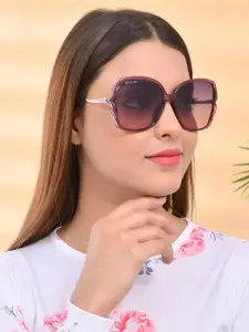 ROYAL SON Women Grey Lens & Purple UV Protected Oversized Sunglasses CHIWM00113-C4