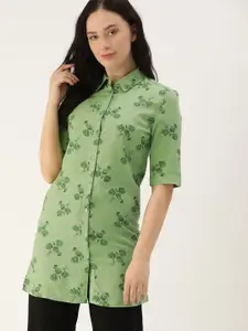 ETC Women Green Printed Sleep Shirt
