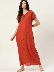 ETC Red Printed Maxi Nightdress