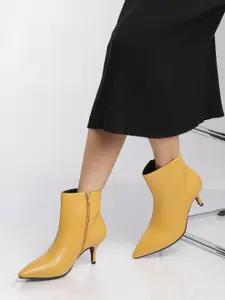 CORSICA Mustard Yellow Solid Heeled Boots