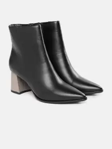 CORSICA Black Solid Mid-Top Block Heeled Boots