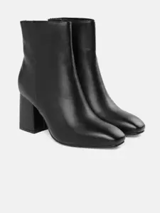 CORSICA Black Mid-Top Block Heeled Boots