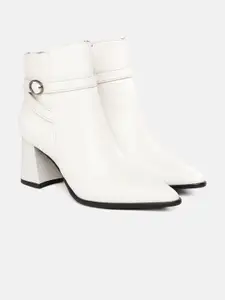 CORSICA White Mid-Top Block Heeled Boots