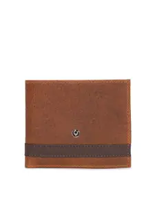 Allen Solly Men Brown Textured Leather Two Fold Wallet
