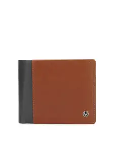 Allen Solly Men Brown & Navy Blue Textured Leather Two Fold Wallet