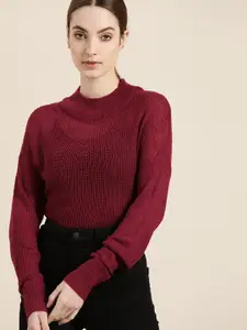 ether Women Maroon Solid Pullover