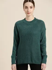 ether Women Green Solid Pullover